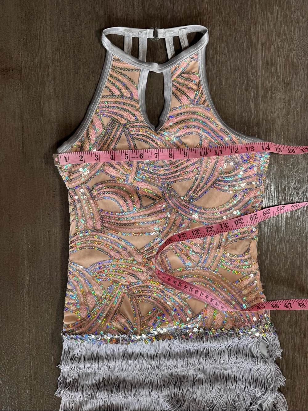 Weissman Big Girls Donāt Cry Silver Sequin Flapper Romper Dance Onesie M - Picture 8 of 10